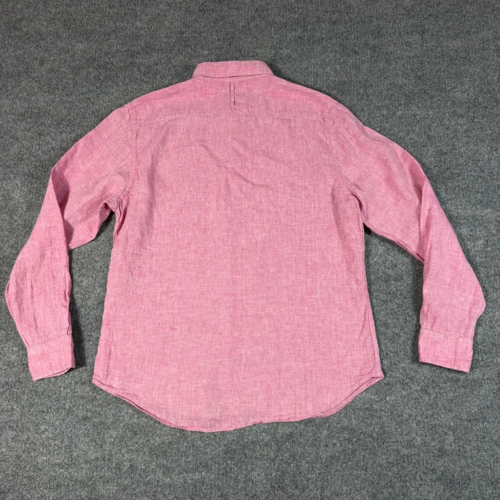 Banana Republic Shirt Camden Standard Fit Mens M Pink 100% Linen Long Sleeve EUC